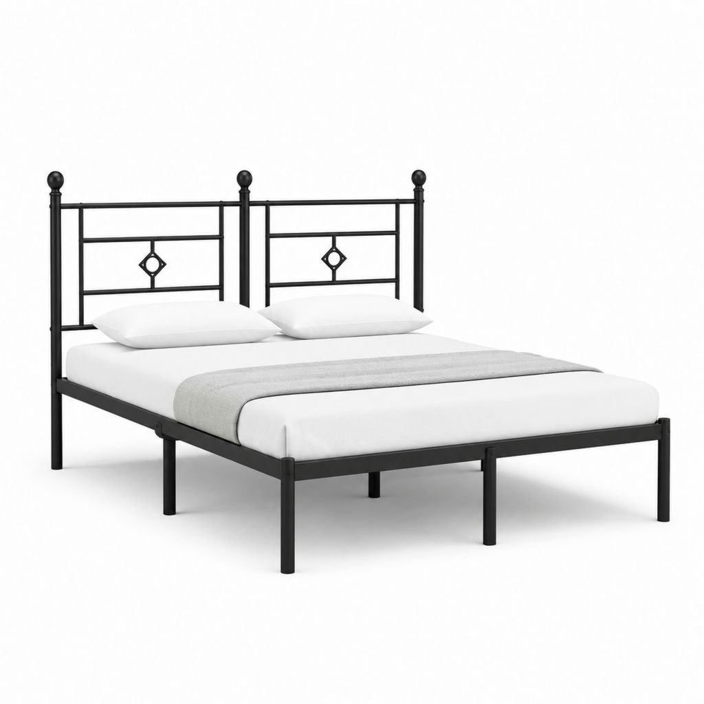Lit double cadre de lit noir en acier rectangulaire 140 x 190 cm