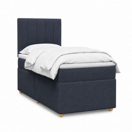 Lit simple capitonné bleu marine en polyester 90 x 190 cm avec tête de lit haute