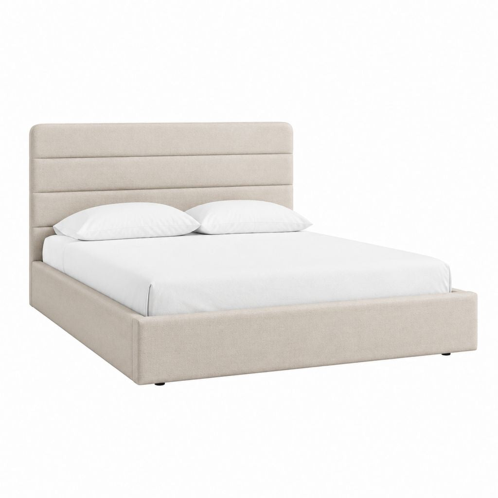 Lit double avec cadre beige en polyester 160 x 200 cm